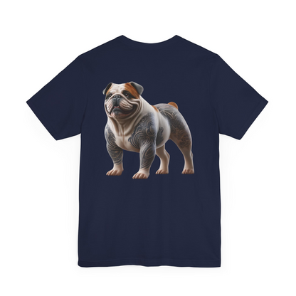 Bulldog Unisex Jersey Short Sleeve Tee - White and brown left profile Bulldog