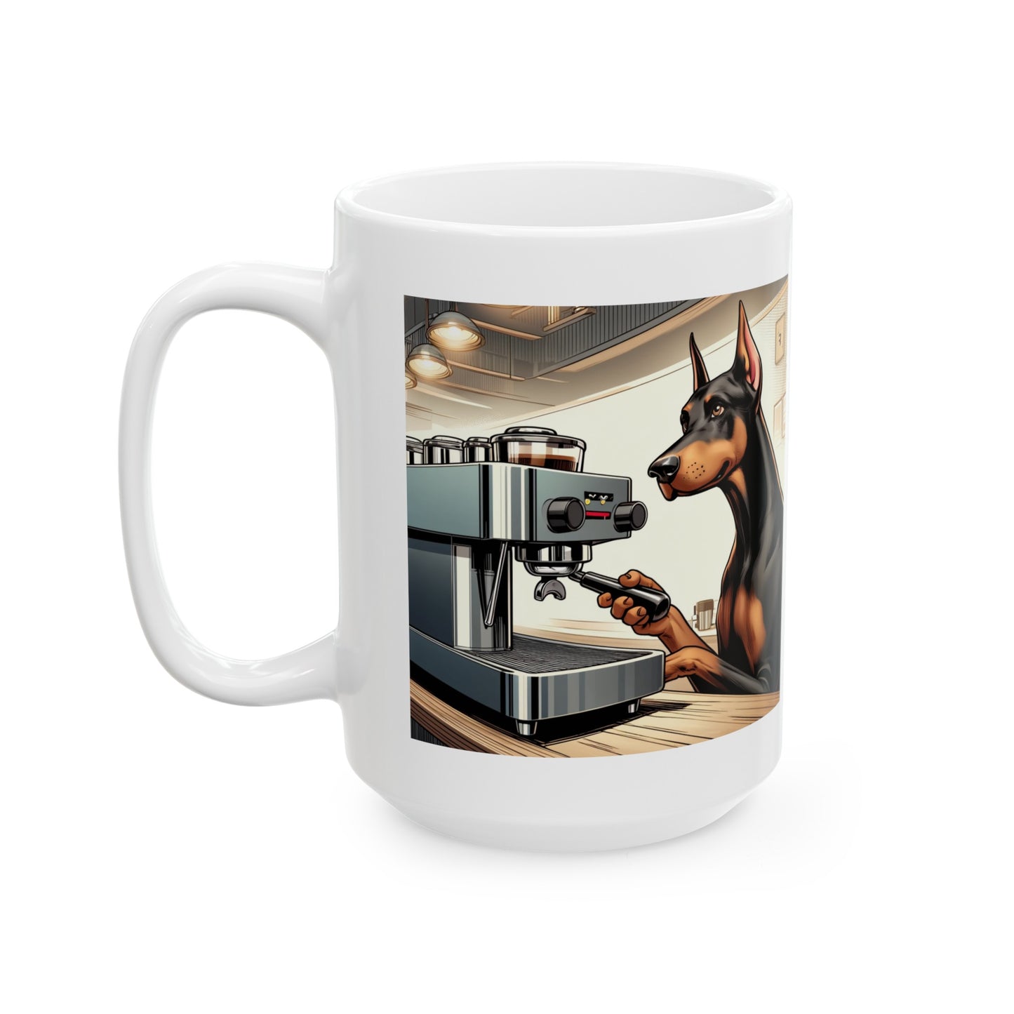 Doberman -Espresso Coffee- Ceramic Mug (11oz, 15oz)