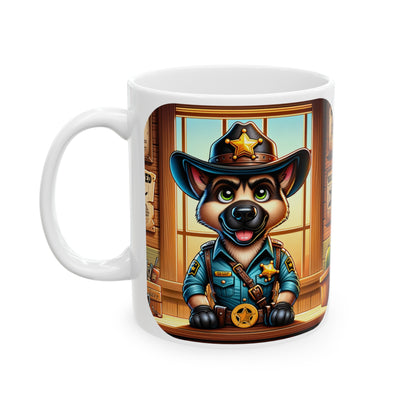 K9 Sheriff "Sheriff's Brew- The Law of Coffee!" Ceramic Mug (11oz, 15oz)