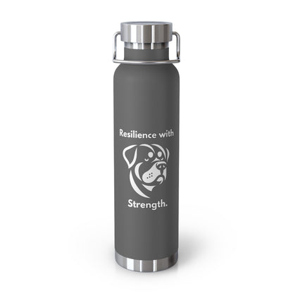 Rottweiler "Resilience with Strength" Copper Vacuum Insulated Bottle, 22oz