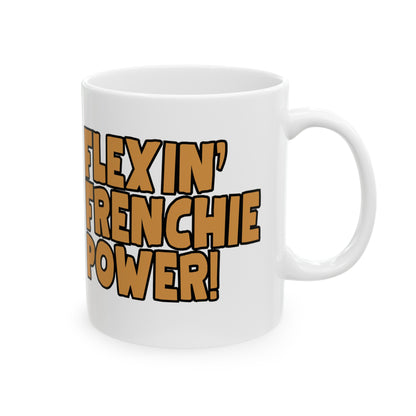 French Bulldog "Flexin' Frenchie Power" Ceramic Mug, (11oz, 15oz)