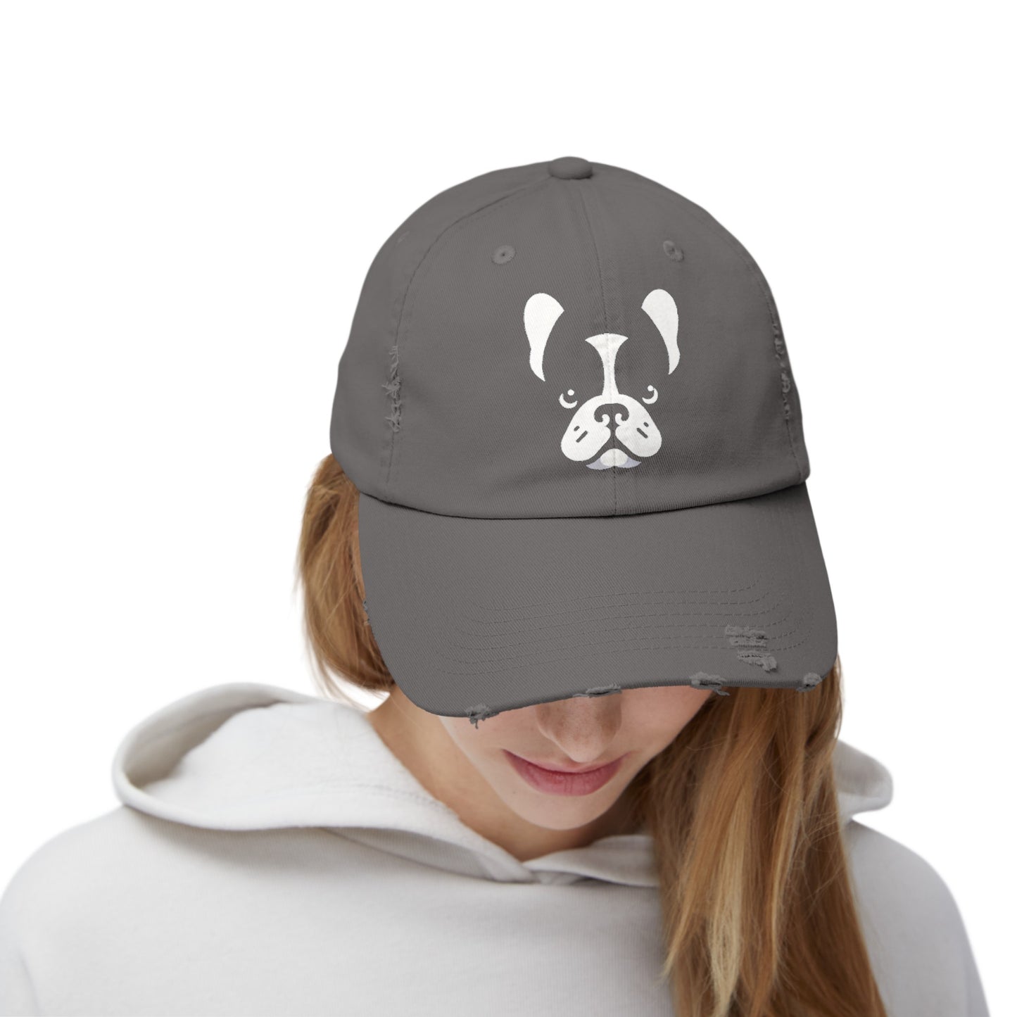 French Bulldog  - Stylish Unisex Distressed Cap