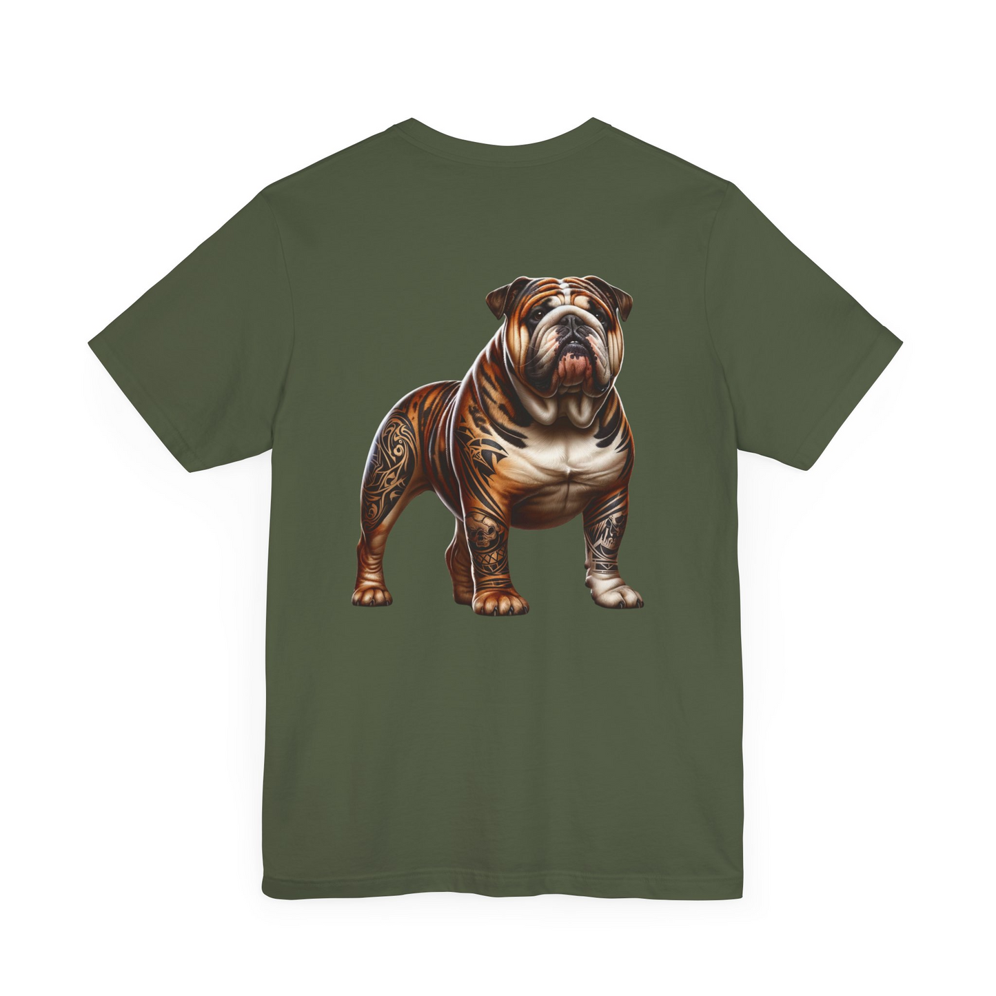 Bulldog Unisex Jersey Short Sleeve Tee - Golden brown & white Bulldog