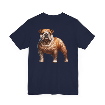 Bulldog Unisex Jersey Short Sleeve Tee - Golden and white front Bulldog