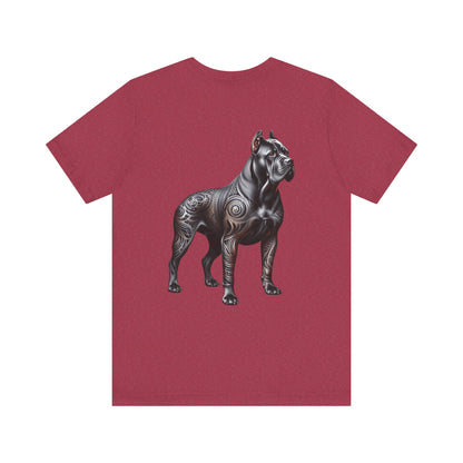 If My Cane Corso Unisex Jersey Short Sleeve Tee - BLK and gold tats Cane Corso right profile