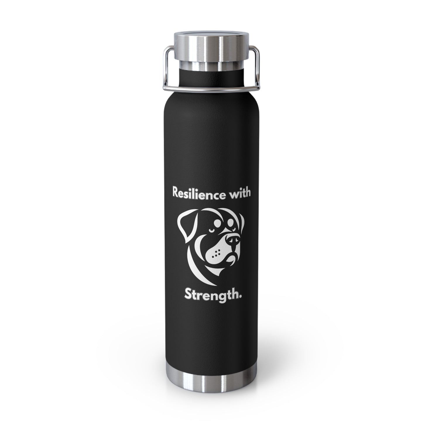 Rottweiler "Resilience with Strength" Copper Vacuum Insulated Bottle, 22oz