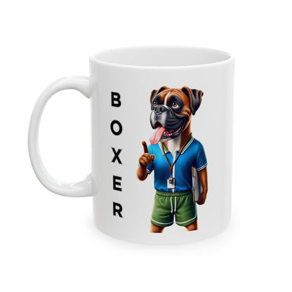 Boxer "Training Begins After Coffee." Ceramic Mug (11oz, 15oz)