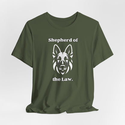 German Shepherd "Shepherd of the Law" Unisex Jersey Short Sleeve Tee