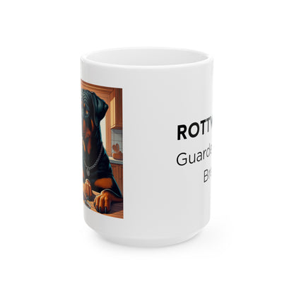 Rottweiler -Cezve Turkish-  "Guarded Rich Brew" Coffee Ceramic Mug (11oz, 15oz)