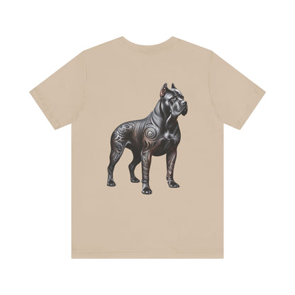 If My Cane Corso Unisex Jersey Short Sleeve Tee - BLK and gold tats Cane Corso right profile