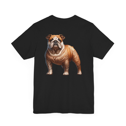 Bulldog Unisex Jersey Short Sleeve Tee - Golden and white front Bulldog