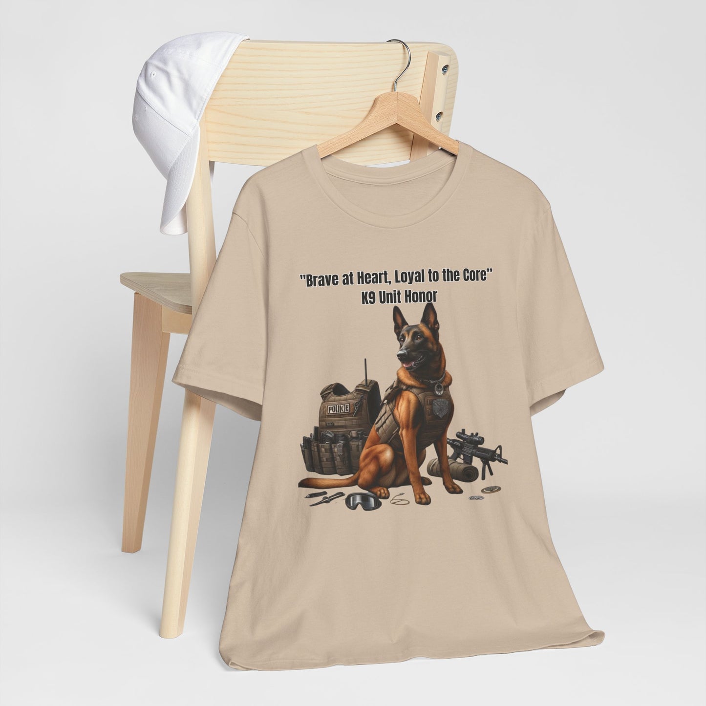 Belgian Malinois "Brave at Heart, Loyal to the Core" K9 Unit Honor - Unisex Jersey Short Sleeve Tee