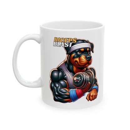 Rottweiler "Biceps Blast" Ceramic Mug, (11oz, 15oz)