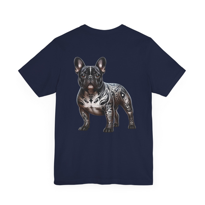 French Bulldog Unisex Jersey Short Sleeve Tee - BLK and White Frenchie