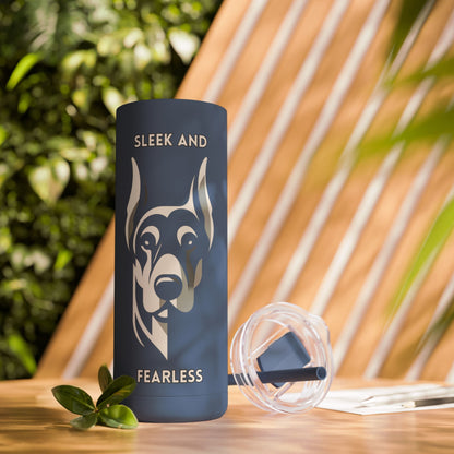 Doberman "Sleek and Fearless" Skinny Matte Tumbler, 20oz