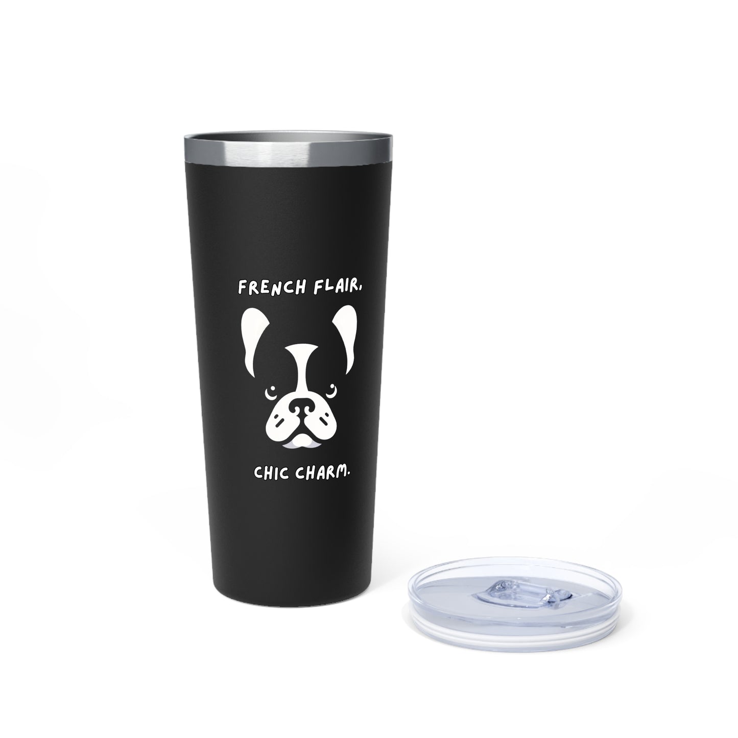 French Bulldog "French Flair, Chic Charm." Copper Vacuum Insulated Tumbler, 22oz