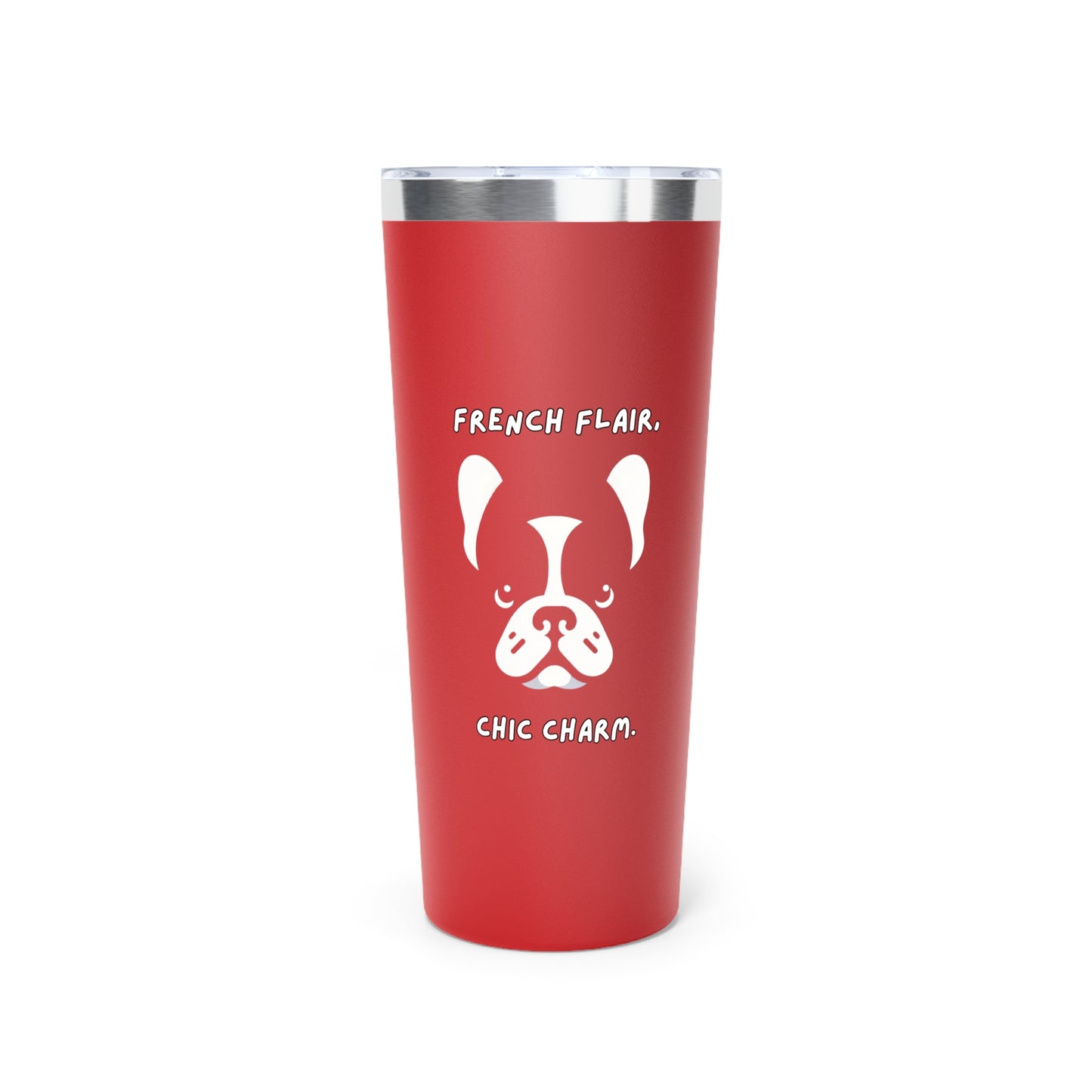 French Bulldog "French Flair, Chic Charm." Copper Vacuum Insulated Tumbler, 22oz