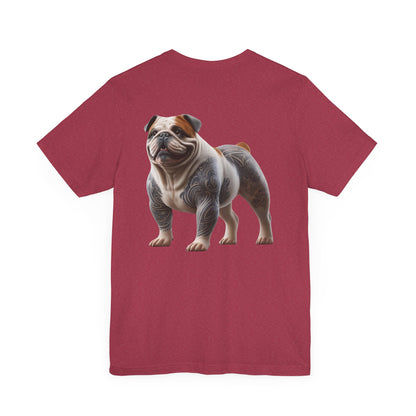 Bulldog Unisex Jersey Short Sleeve Tee - White and brown left profile Bulldog