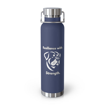 Rottweiler "Resilience with Strength" Copper Vacuum Insulated Bottle, 22oz