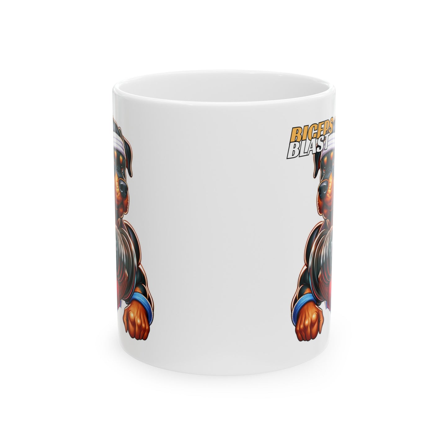 Rottweiler "Biceps Blast" Ceramic Mug, (11oz, 15oz)