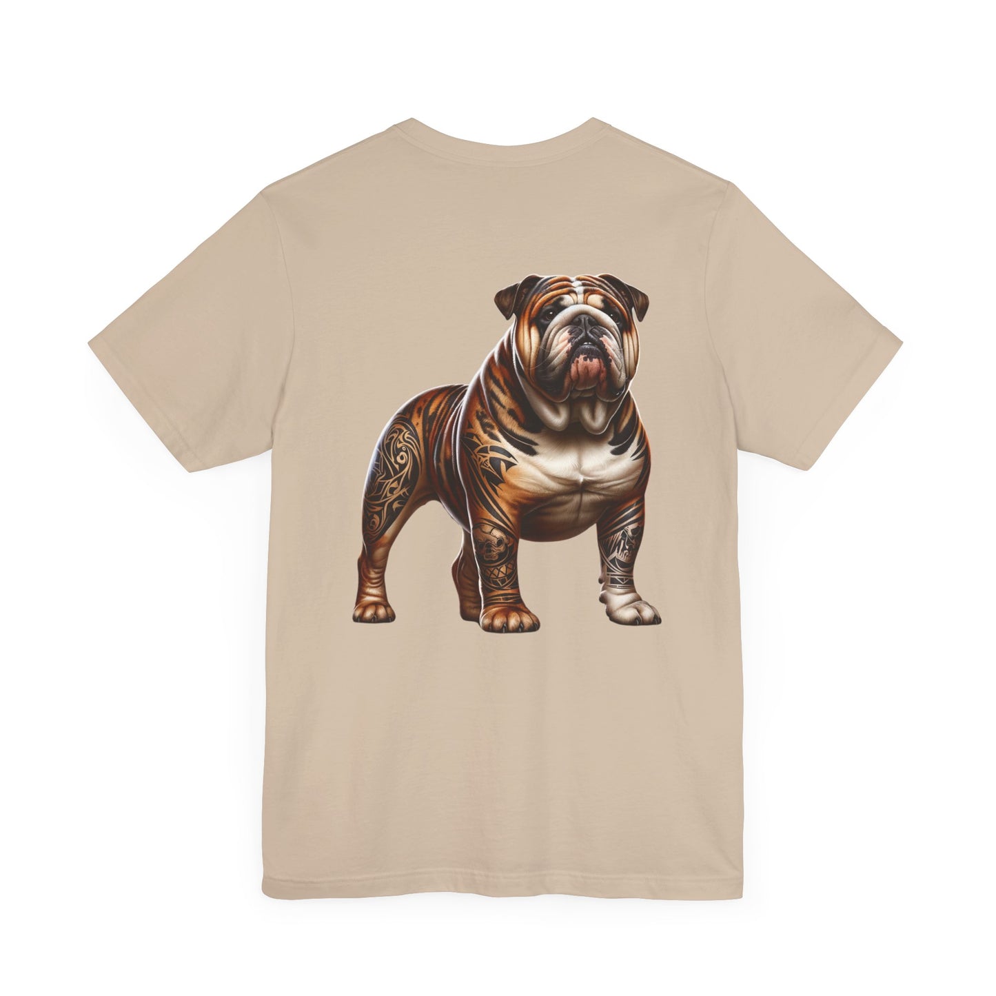 Bulldog Unisex Jersey Short Sleeve Tee - Golden brown & white Bulldog