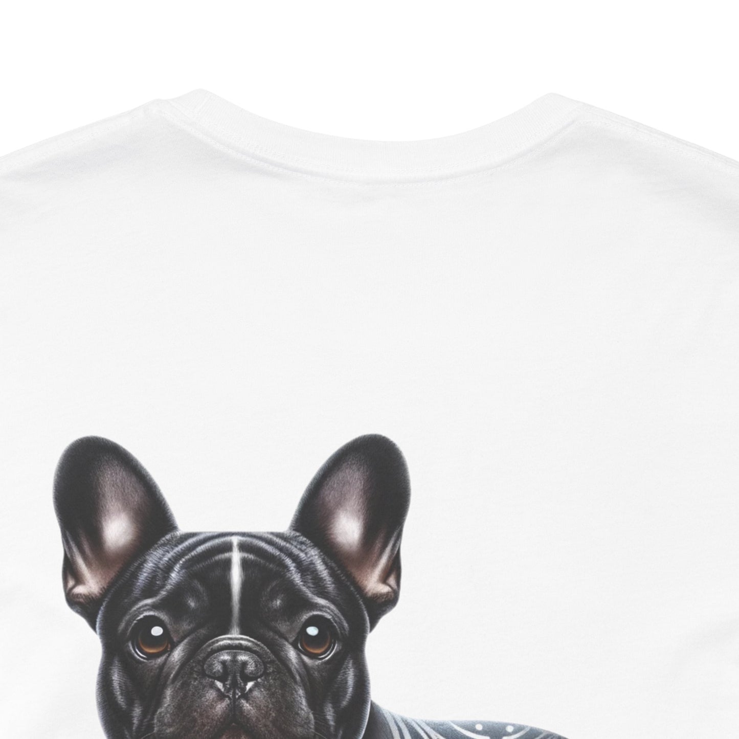 French Bulldog Unisex Jersey Short Sleeve Tee - BLK and White Frenchie