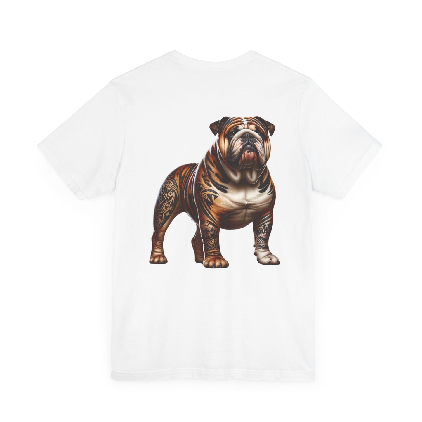 Bulldog Unisex Jersey Short Sleeve Tee - Golden brown & white Bulldog