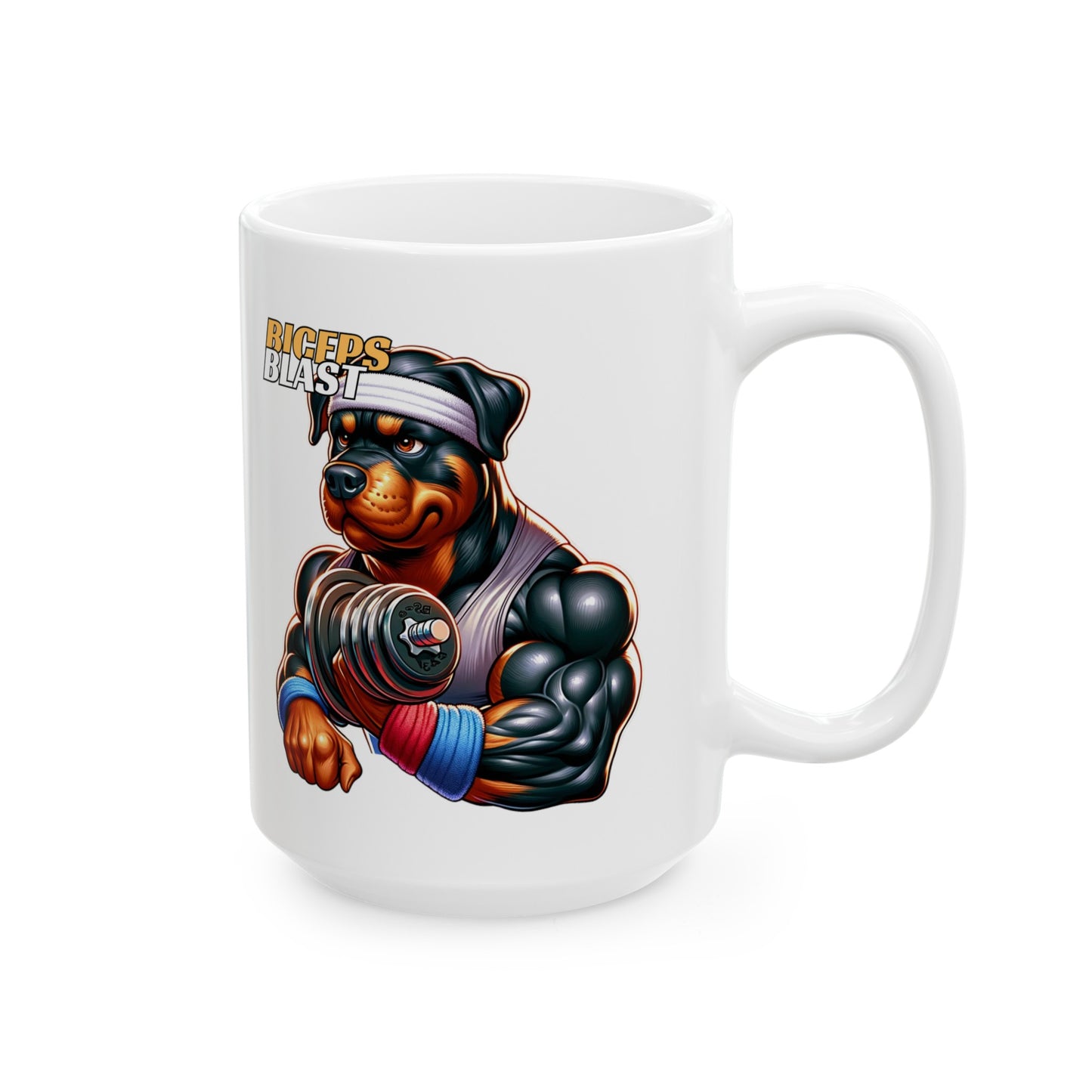 Rottweiler "Biceps Blast" Ceramic Mug, (11oz, 15oz)