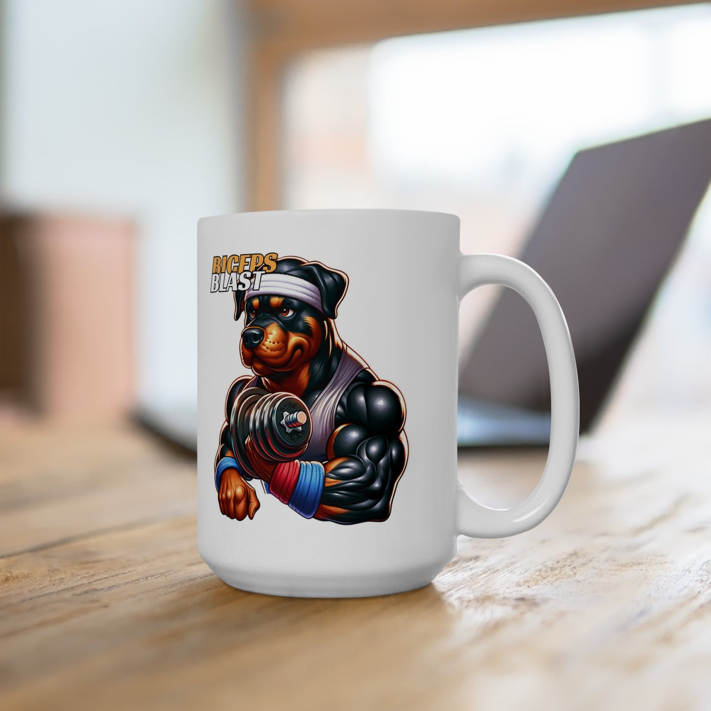 Rottweiler "Biceps Blast" Ceramic Mug, (11oz, 15oz)