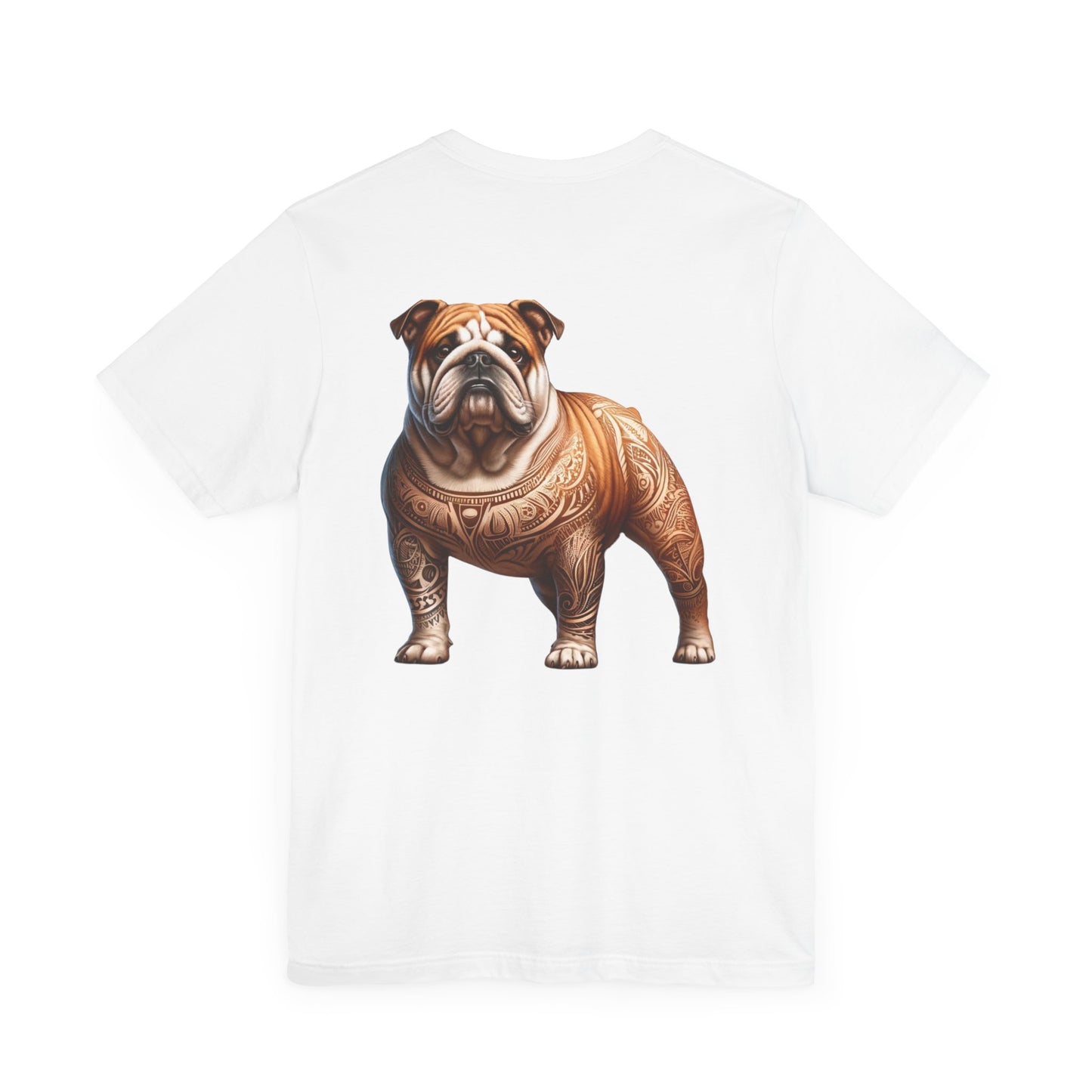 Bulldog Unisex Jersey Short Sleeve Tee - Golden and white front Bulldog