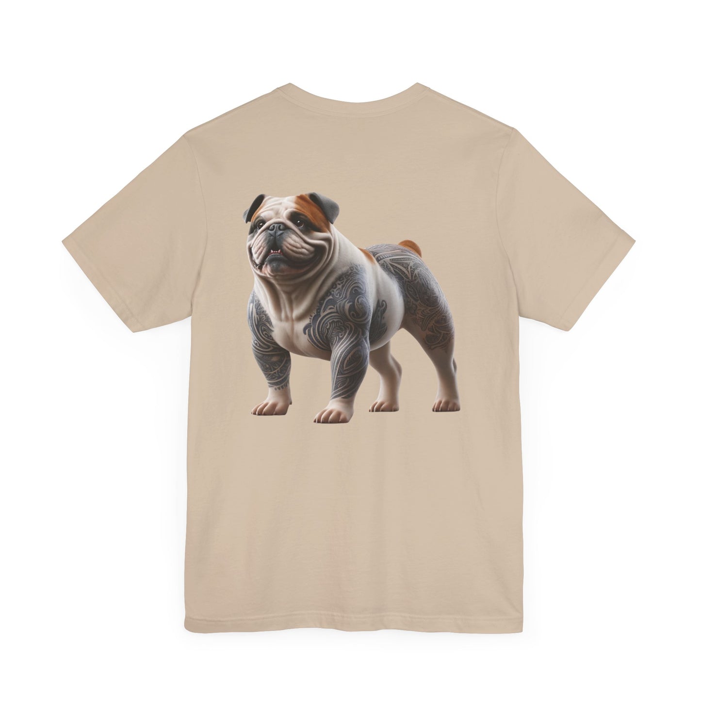 Bulldog Unisex Jersey Short Sleeve Tee - White and brown left profile Bulldog