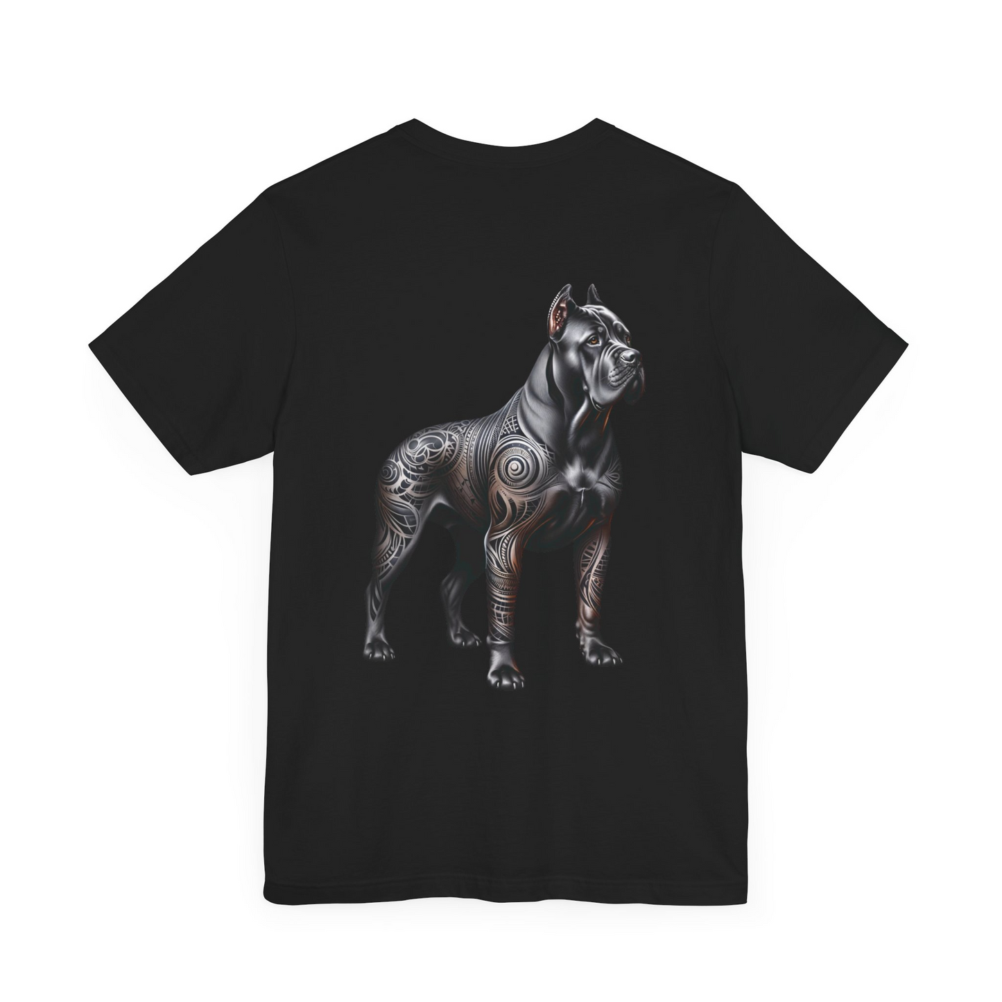 If My Cane Corso Unisex Jersey Short Sleeve Tee - BLK and gold tats Cane Corso right profile