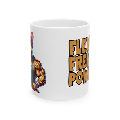 French Bulldog "Flexin' Frenchie Power" Ceramic Mug, (11oz, 15oz)