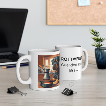 Rottweiler -Cezve Turkish-  "Guarded Rich Brew" Coffee Ceramic Mug (11oz, 15oz)