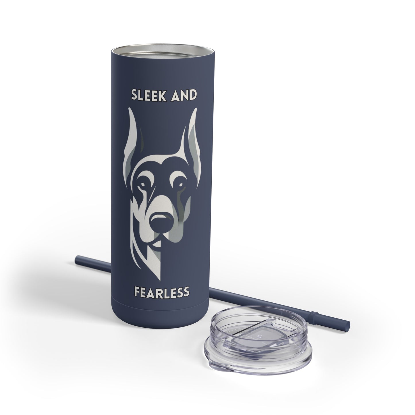 Doberman "Sleek and Fearless" Skinny Matte Tumbler, 20oz