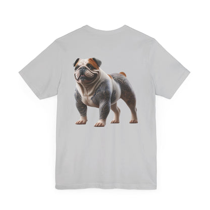 Bulldog Unisex Jersey Short Sleeve Tee - White and brown left profile Bulldog