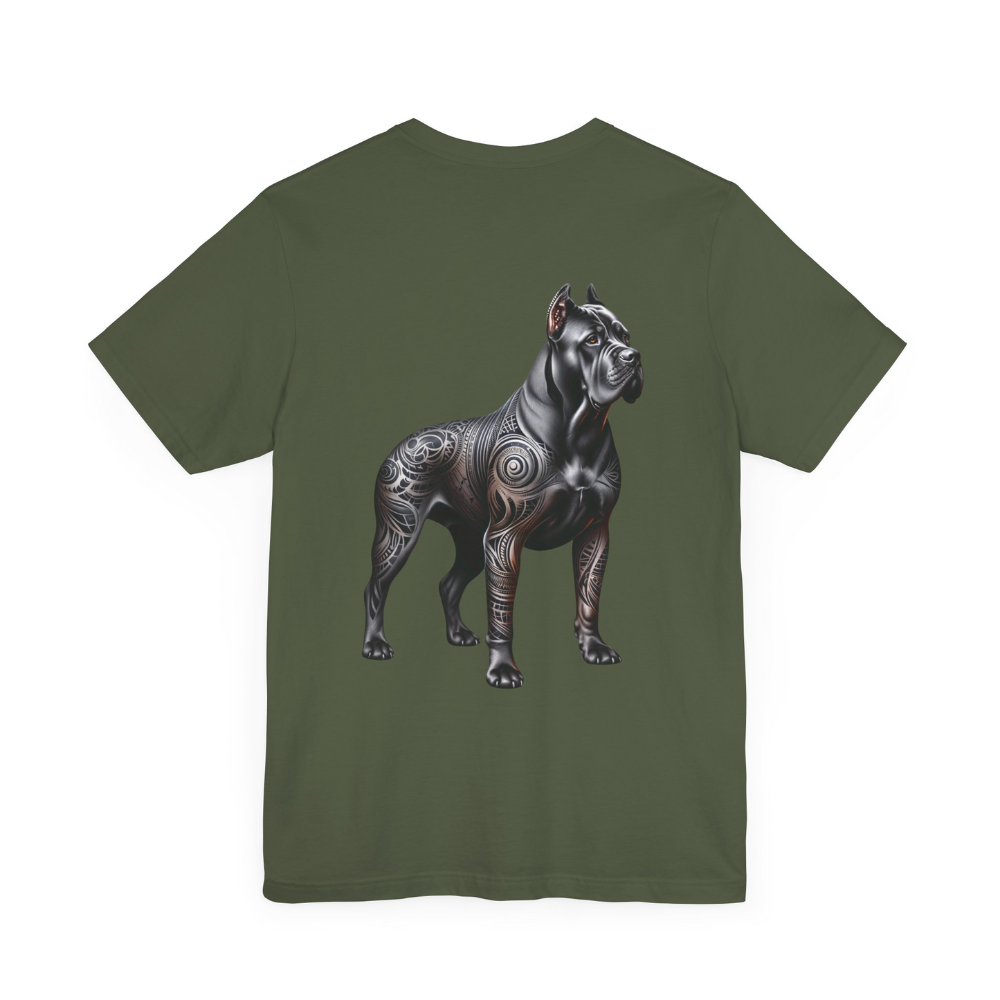 If My Cane Corso Unisex Jersey Short Sleeve Tee - BLK and gold tats Cane Corso right profile