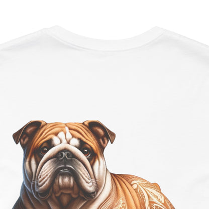 Bulldog Unisex Jersey Short Sleeve Tee - Golden and white front Bulldog