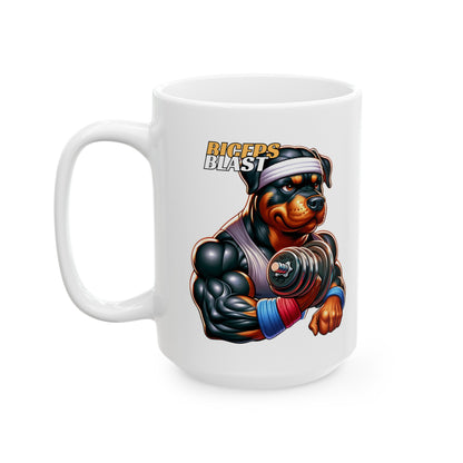 Rottweiler "Biceps Blast" Ceramic Mug, (11oz, 15oz)