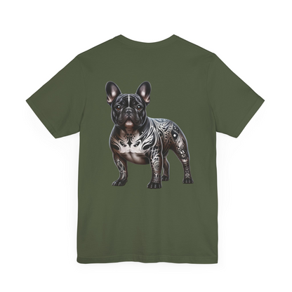 French Bulldog Unisex Jersey Short Sleeve Tee - BLK and White Frenchie