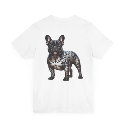 French Bulldog Unisex Jersey Short Sleeve Tee - BLK and White Frenchie