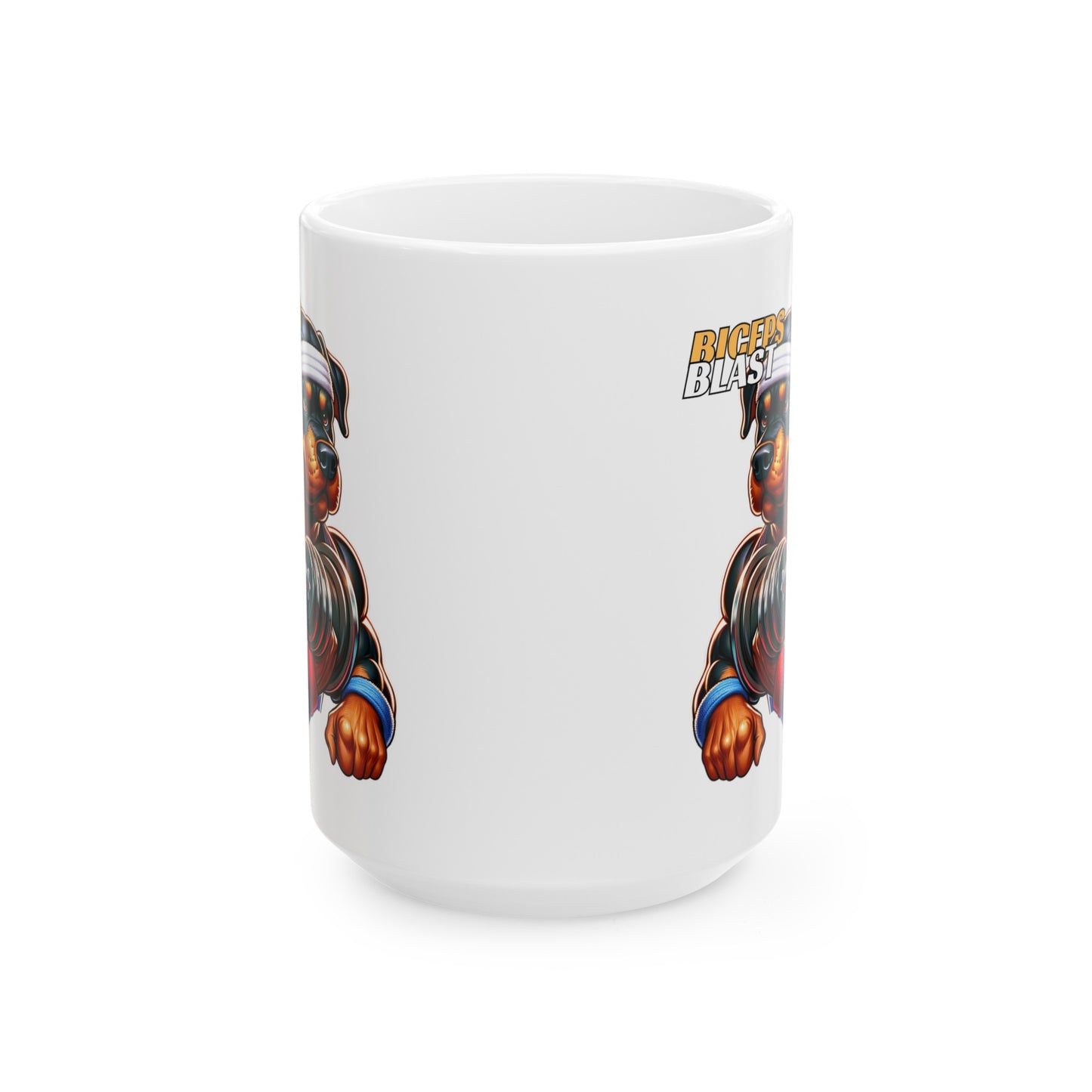 Rottweiler "Biceps Blast" Ceramic Mug, (11oz, 15oz)