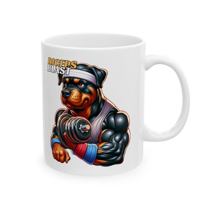 Rottweiler "Biceps Blast" Ceramic Mug, (11oz, 15oz)