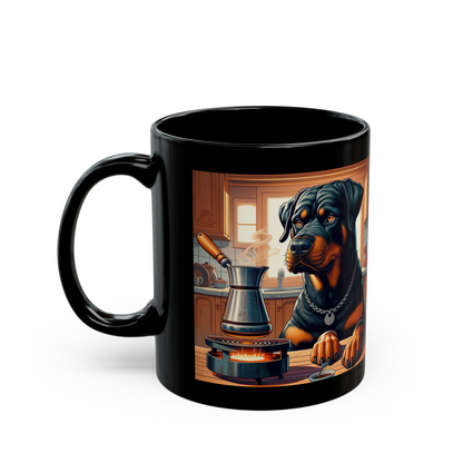 Rottweiler -Cezve Turkish-  "Guarded Rich Brew" Coffee Ceramic Mug (11oz, 15oz)