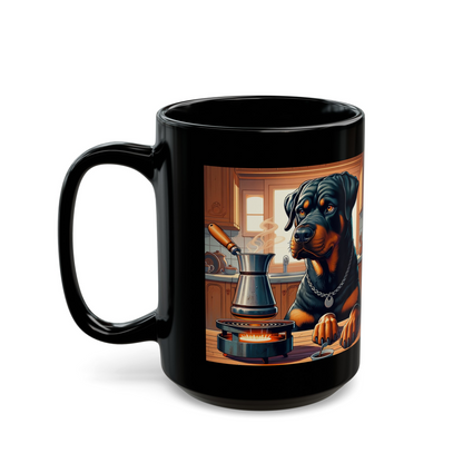 Rottweiler -Cezve Turkish-  "Guarded Rich Brew" Coffee Ceramic Mug (11oz, 15oz)