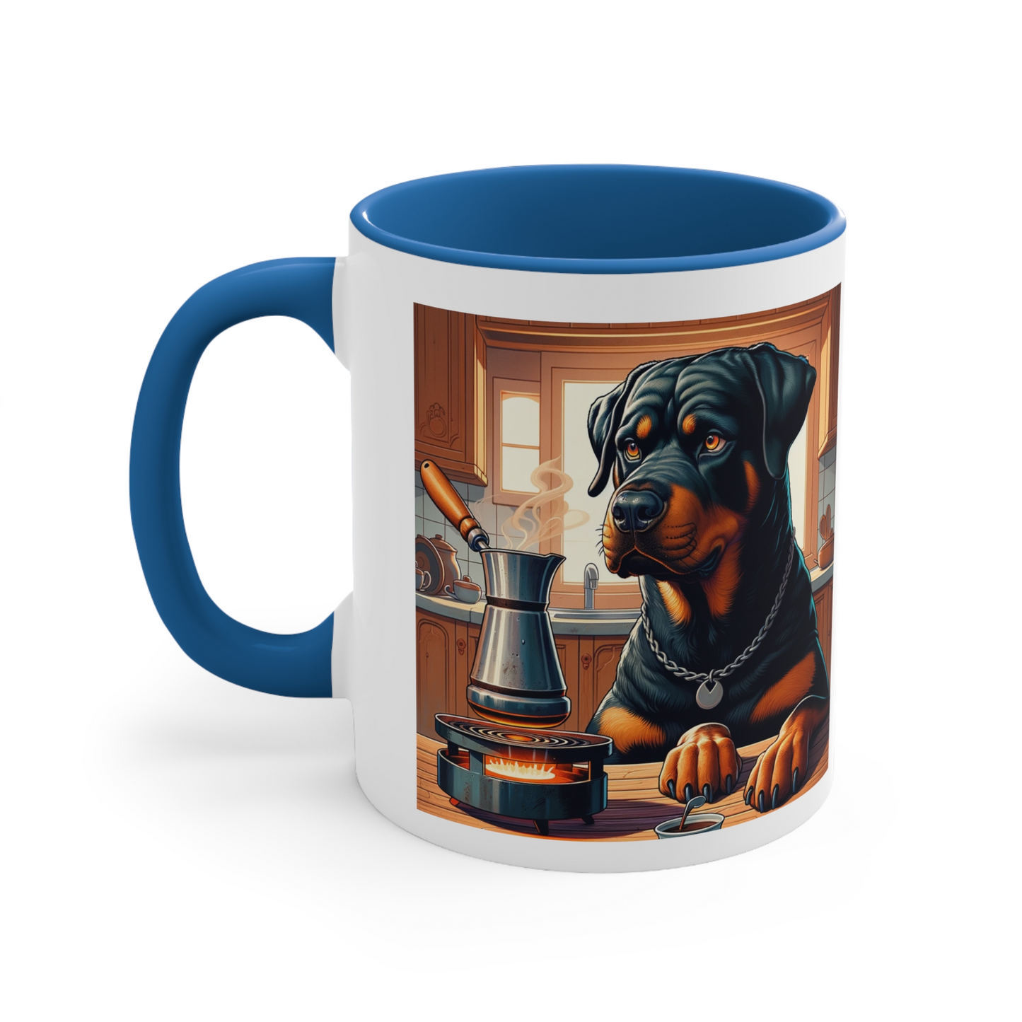 Rottweiler -Cezve Turkish-  "Guarded Rich Brew" Coffee Ceramic Mug (11oz, 15oz)