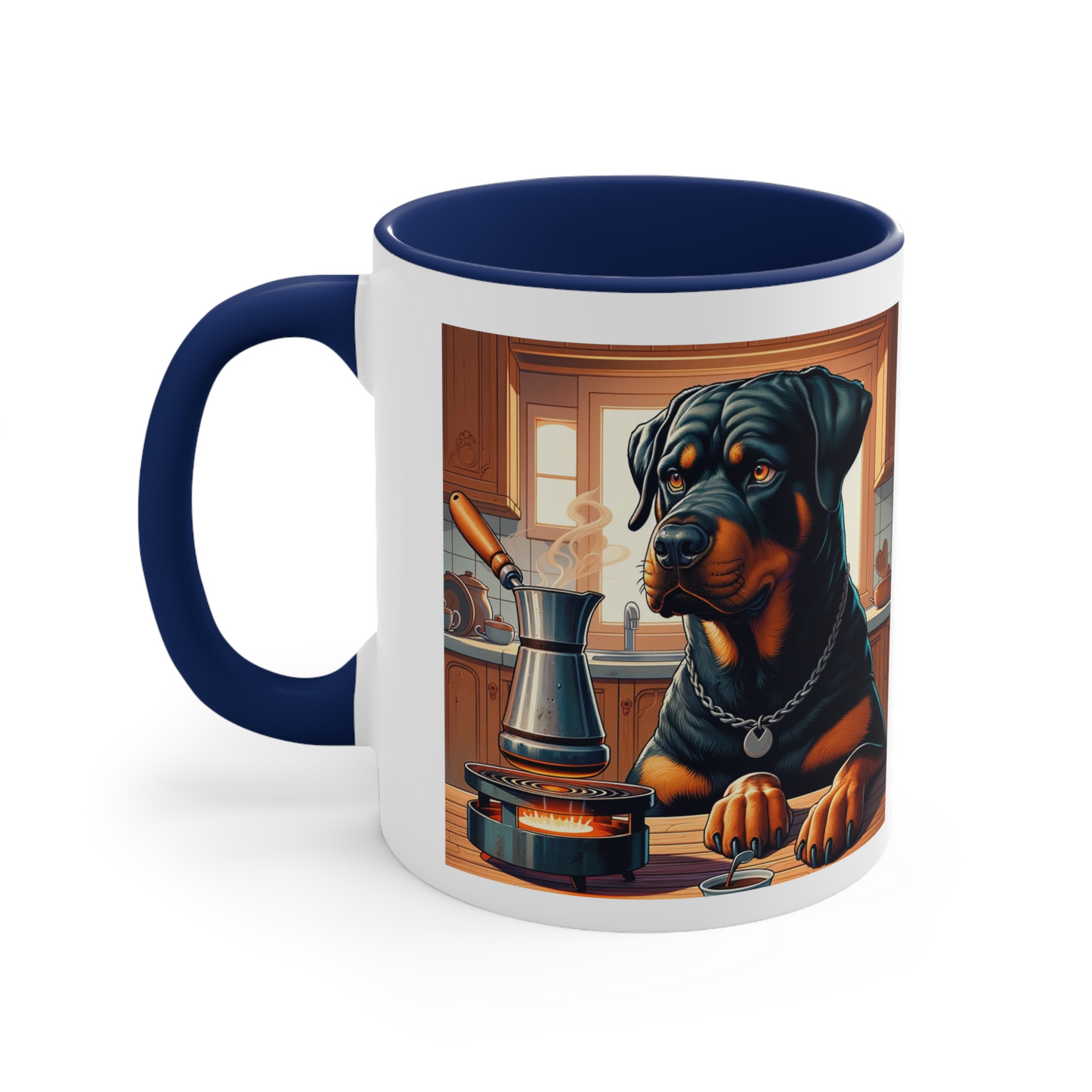 Rottweiler -Cezve Turkish-  "Guarded Rich Brew" Coffee Ceramic Mug (11oz, 15oz)