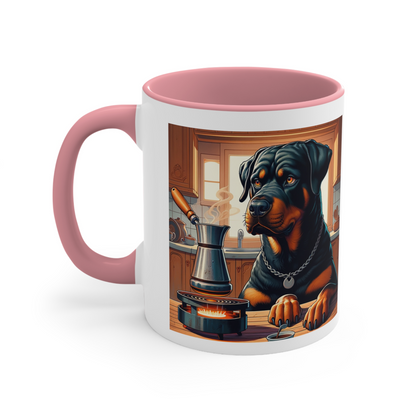 Rottweiler -Cezve Turkish-  "Guarded Rich Brew" Coffee Ceramic Mug (11oz, 15oz)