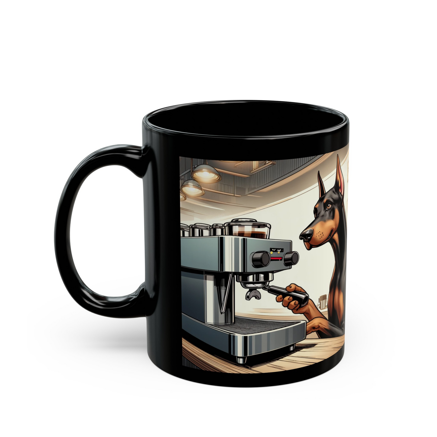 Doberman -Espresso Coffee- Ceramic Mug (11oz, 15oz)