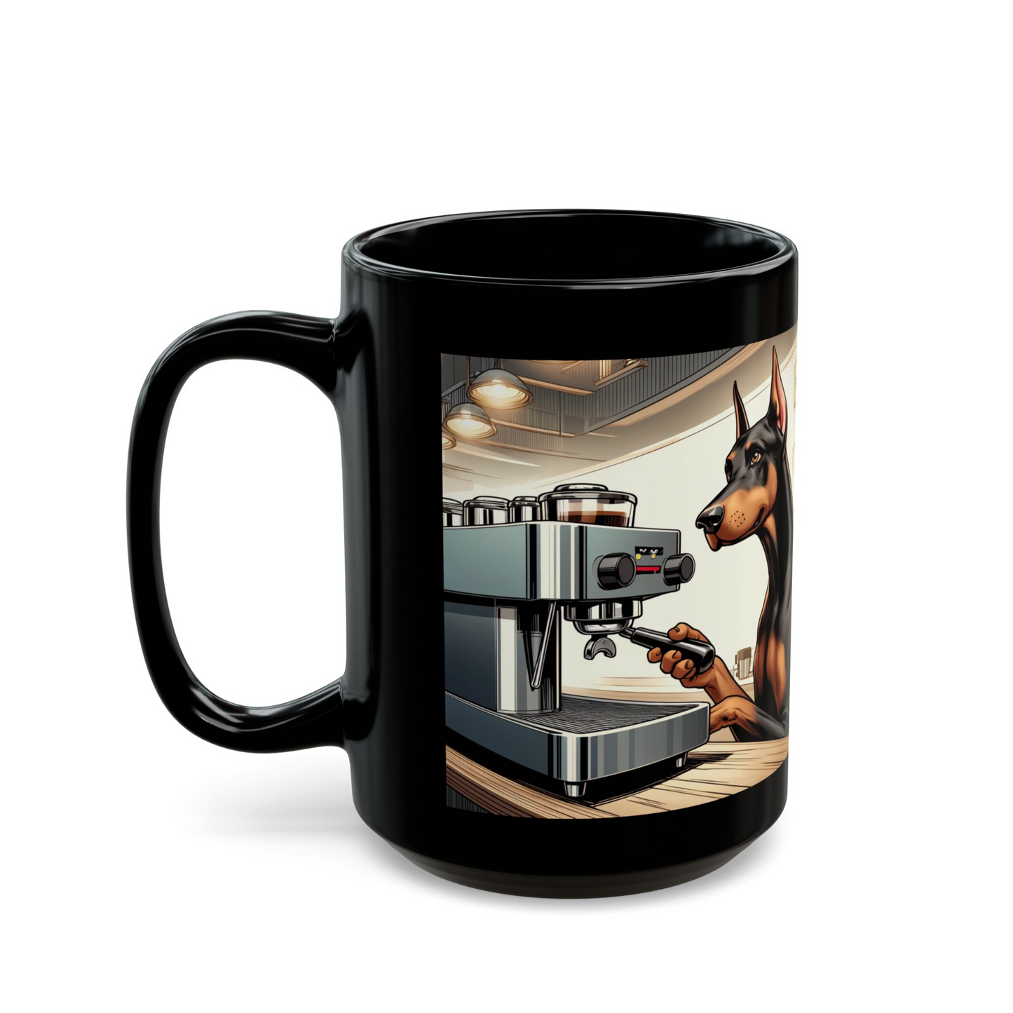 Doberman -Espresso Coffee- Ceramic Mug (11oz, 15oz)